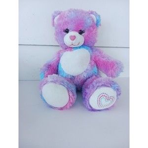 Build A Bear Workshop Furever Hearts Pink, Purple & Blue Plush Stuffed Animal